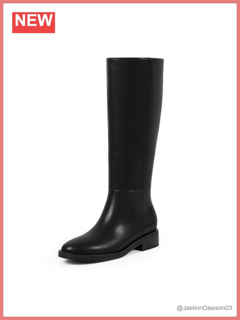 Knee High Boots Women Round Toe Chunky Low Heel Faux Leather Zip Fall Winter